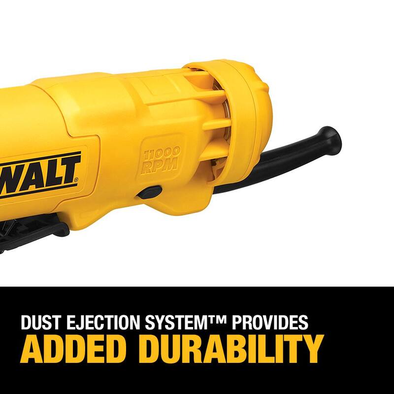 Esmeriladora angular pequeña de 4.5 pulgadas con cable DEWALT de 120V y 11 amperes - DWE402