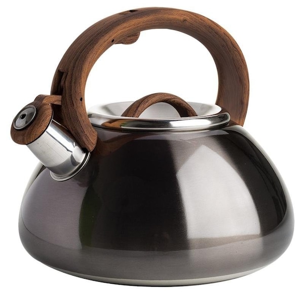 Primula Tea Kettle, 2.5 qt Capacity, Soft Touch Handle, Stainless Steel, Gunmetal - PAGM1-6225