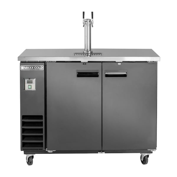 Maxx Cold Beer Tower, 10.5 CUFT, SS Top, BLK Exterior, 3" Polished SS Dispenser - MXBD48-1B