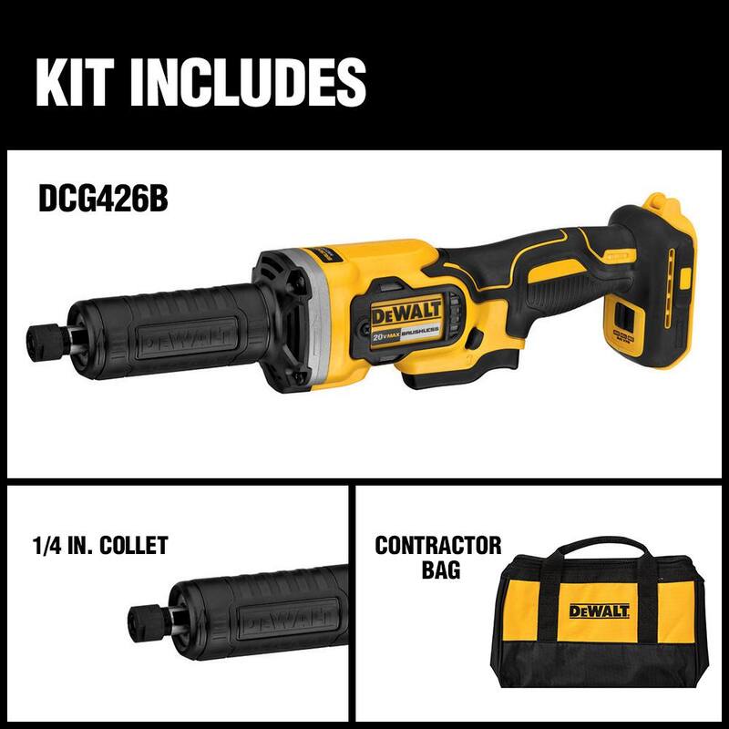 Amoladora recta inalámbrica sin escobillas DEWALT 20V MAX de 1-1/2 pulg. con velocidad variable (Herramienta solamente) - DCG426B