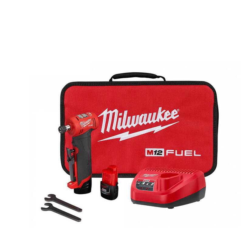 Kit de esmeril angular recto inalámbrico sin escobillas Milwaukee M12 FUEL de ion de litio de 12V con baterías de 2.0Ah (2) - 2485-22