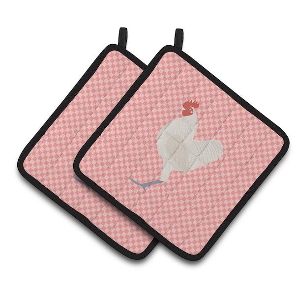 Carolines Treasures German Langshan Chicken Pink Check Pair of Pot Holders - BB7837PTHD