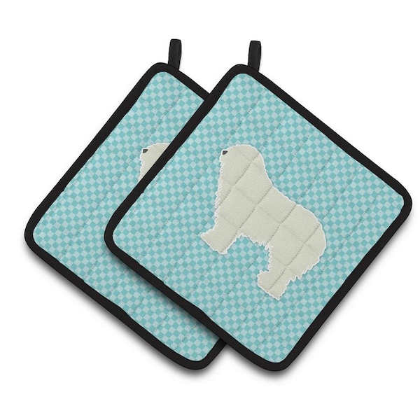 Carolines Treasures Komondor Checkerboard Blue Pair of Pot Holders - BB3755PTHD