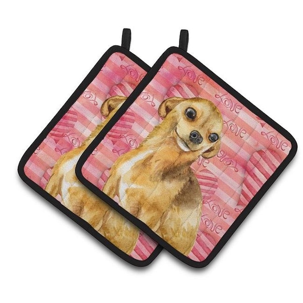 Carolines Treasures Carolines Treasures BB9745PTHD Chihuahua Love Pair of Pot Holders - BB9745PTHD