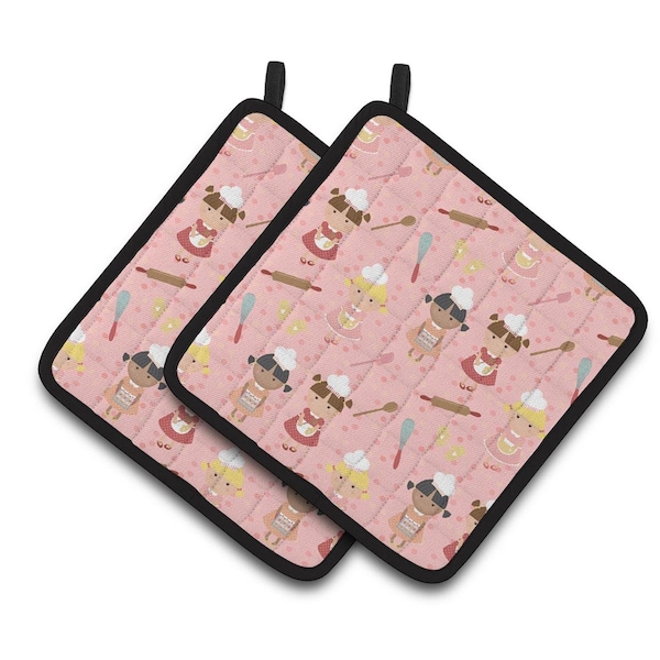 Carolines Treasures Bakers Delight on Pink Pair of Pot Holders - BB7312PTHD