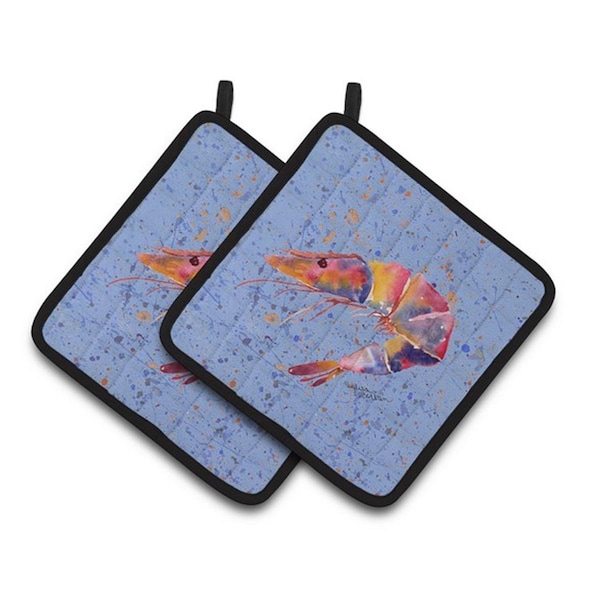 Carolines Treasures Shrimp Pair of Pot Holders, 7.5 x 3 x 7.5 in. - 8455PTHD