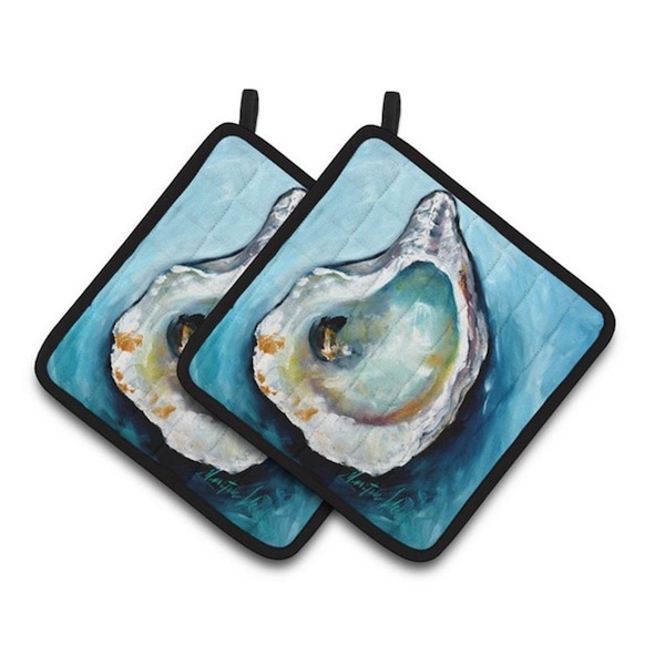 Carolines Treasures Oyster Pair of Pot Holders, 7.5 x 3 x 7.5 in. - MW1143PTHD