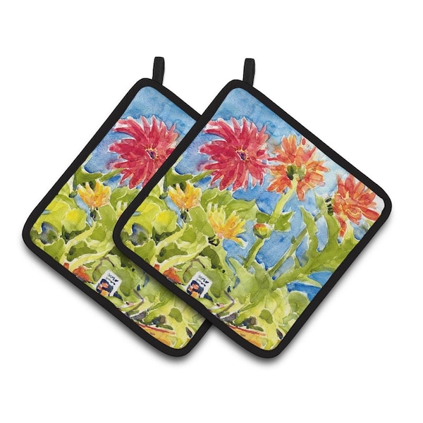 Carolines Treasures Flower - Gerber Daisies Pair of Pot Holders - 6038PTHD