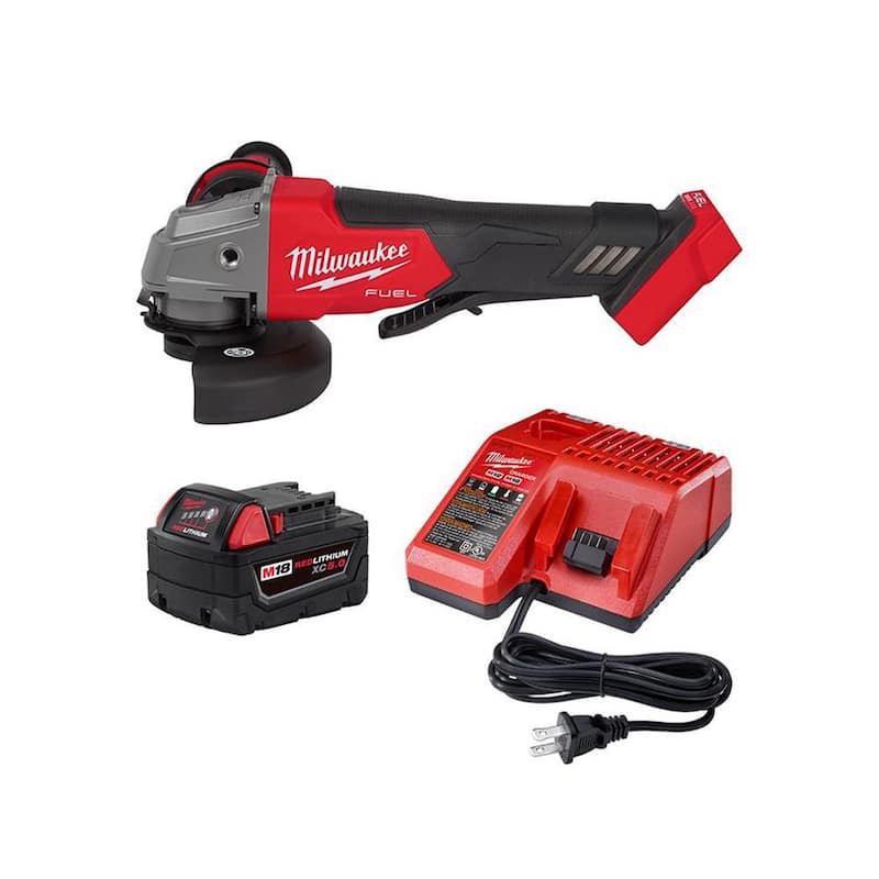 Amoladora inalámbrica sin escobillas Milwaukee M18 FUEL 18V de 4-1/2 in./5 in. y Kit de Inicio con (1) batería de 5.0 Ah y cargador - 2880-20-48-59-1850