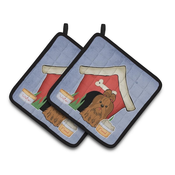 Carolines Treasures Dog House Collection Shih Tzu Silver and Chocolate Pair of Pot Holders - BB2840PTHD