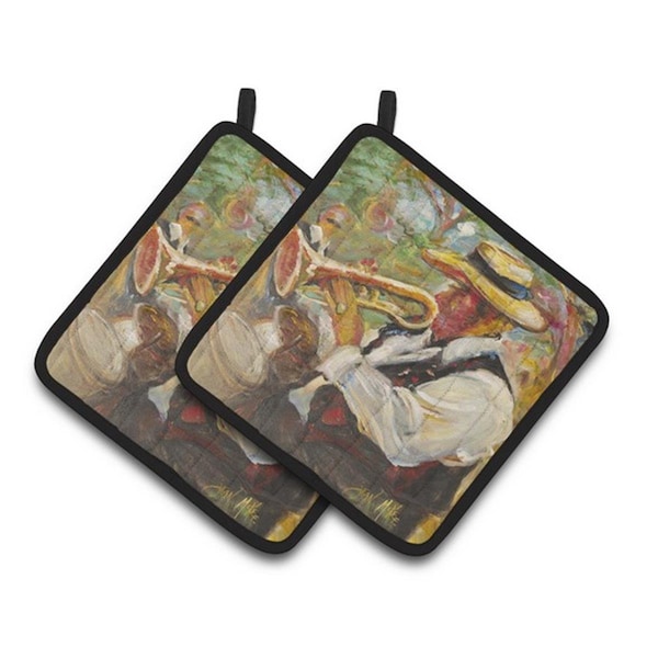 Carolines Treasures Jazz Trumpet Pair of Pot Holders, 7.5 x 3 x 7.5 in. - JMK1276PTHD