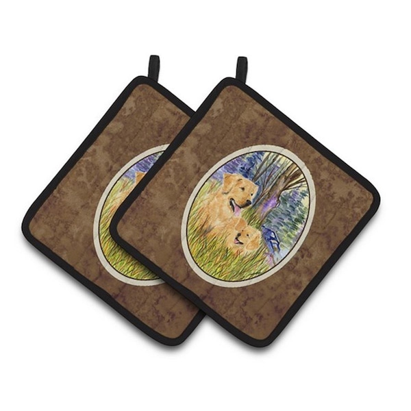 Carolines Treasures Golden Retriever Pair of Pot Holders, 7.5 x 3 x 7.5 in. - SS8014PTHD