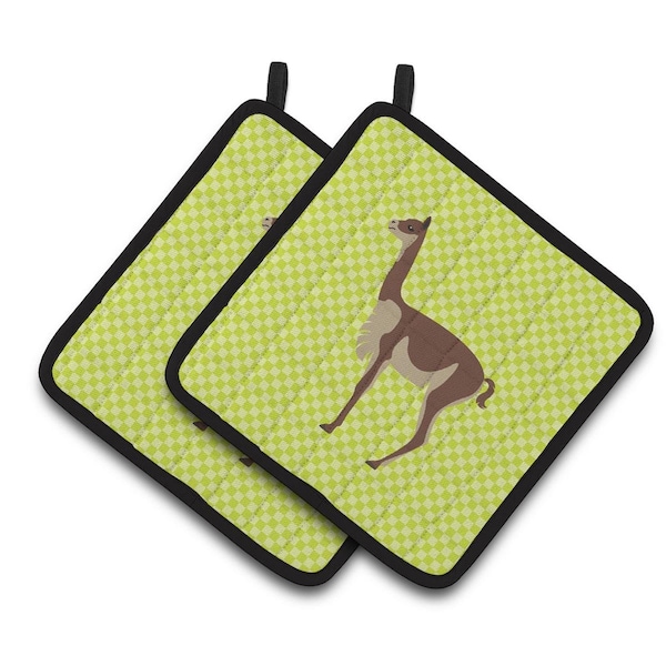 Carolines Treasures Vicugna or Vicuna Green Pair of Pot Holders - BB7743PTHD