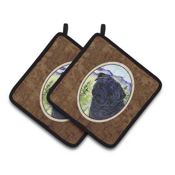 Carolines Treasures Pug Pair of Pot Holders, 7.5 x 3 x 7.5 in. - SS8420PTHD