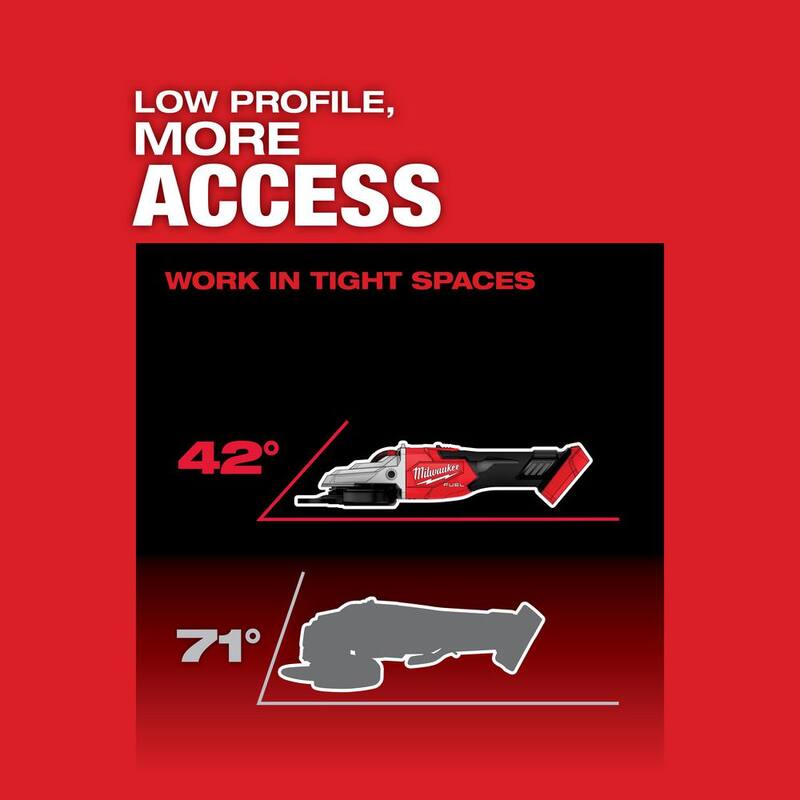 Amoladora inalámbrica Milwaukee M18 FUEL de 18V con batería de iones de litio de 5 pulgadas y freno de cabeza plana Brushless con salida alta XC de 8.0 Ah - 2887-20-48-11-1880.