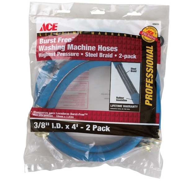 Udp Ace 0.37 x 0.75 in. Dia. x 4 ft. Washing Machine Hose Rubber - 4292777