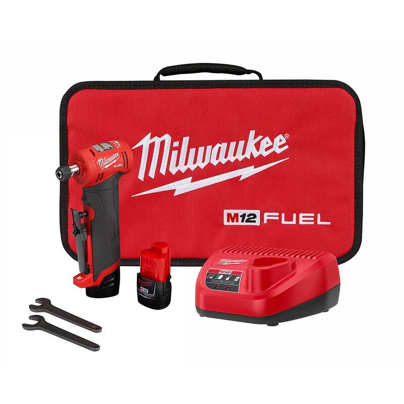 Amoladora Neumática Angular Milwaukee M12 FUEL de 12V con Batería de Iones de Litio de 1/4 pulgadas y Kit de 5 Ruedas Cortadoras de Metal - 2485-22-48-11-2450-49-94-2000.