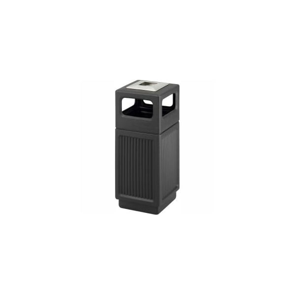 Safco Safco® Canmeleon„¢ Trash Can & Ash Urn, Recessed Panels, 15 Gallon, Black - 9474BL