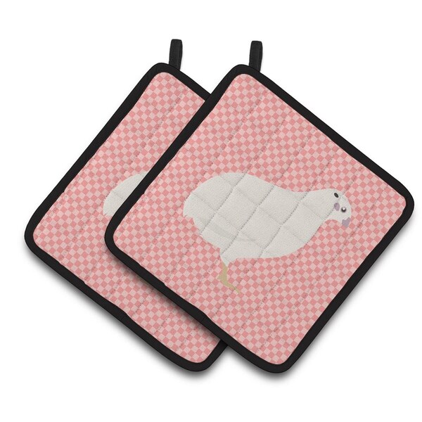Carolines Treasures Texas Quail Pink Check Pair of Pot Holders - BB7957PTHD