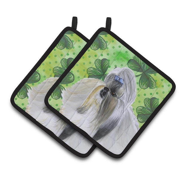 Carolines Treasures Shih Tzu St.Patricks Pair of Pot Holders - BB9840PTHD