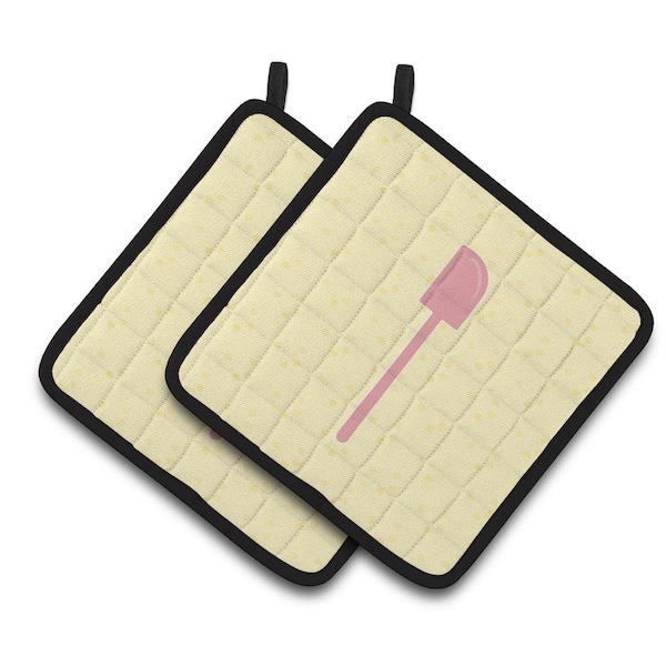 Carolines Treasures Spatula on Yellow Pair of Pot Holders - BB7283PTHD