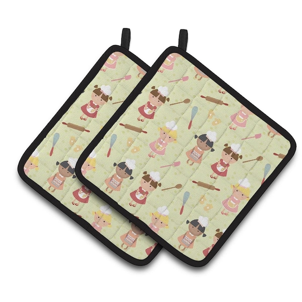 Carolines Treasures Bakers Delight on Green Pair of Pot Holders - BB7314PTHD