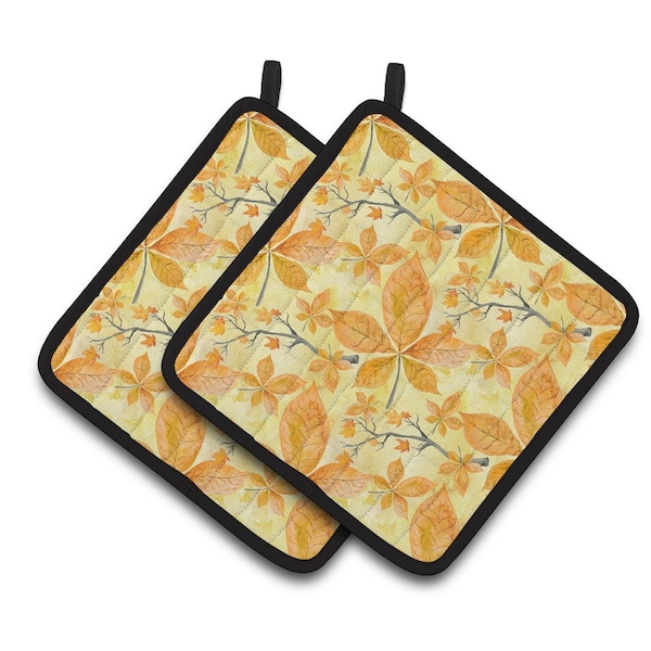 Carolines Treasures Fall Leaves and Branches Pair of Pot Holders - BB7495PTHD