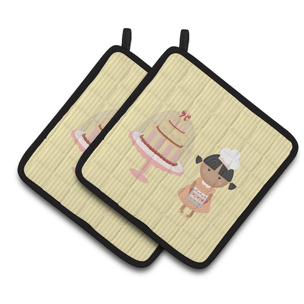 Carolines Treasures Cake Baker African American Yellow Pair of Pot Holders - BB7258PTHD