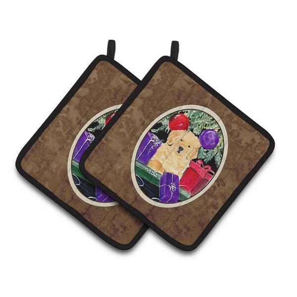 Carolines Treasures Golden Retriever Pair of Pot Holders, 7.5 x 3 x 7.5 in. - SS8581PTHD
