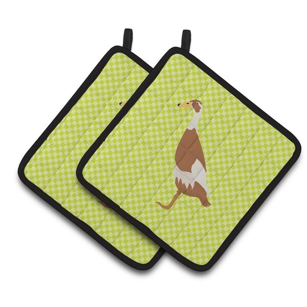 Carolines Treasures Indian Runner Duck Green Pair of Pot Holders - BB7691PTHD