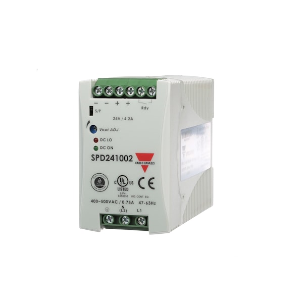 Carlo Gavazzi Power Supply, 90 to 264V AC, 12V DC, 100W, 8.4A, DIN Rail - SPD121002