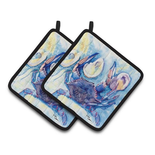 Carolines Treasures Crab Pair of Pot Holders, 7.5 x 3 x 7.5 in. - 8042PTHD