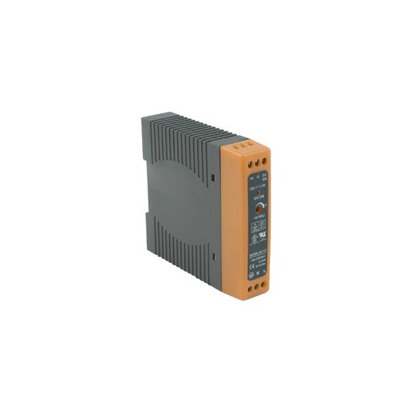 Cui Inc AC to DC Power Supply, 88 to 264V AC, 15V DC, 21W, 1.4A, DIN Rail - VDRS-20-15