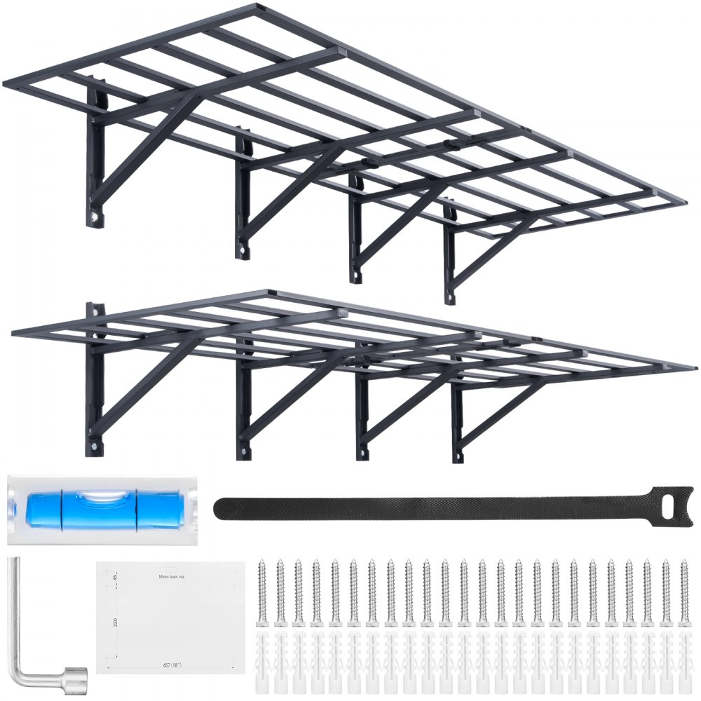 VEVOR Garage Storage Shelving, 2 Pack, 6 x 2 ft Heavy Duty Garage Shelves Wall Mounted, 1600 lbs Load Capacity(Total) Garage Storage Rack Floating Shelves, Suitable for Shop, Shed, Garage Storage - ZXCKGBHSSCD72F9WLV0