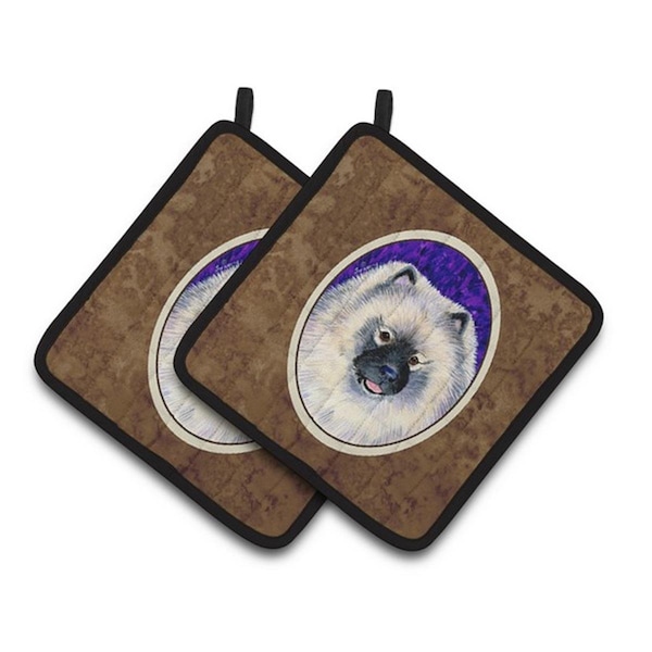 Carolines Treasures Keeshond Pair of Pot Holders, 7.5 x 3 x 7.5 in. - SS8691PTHD