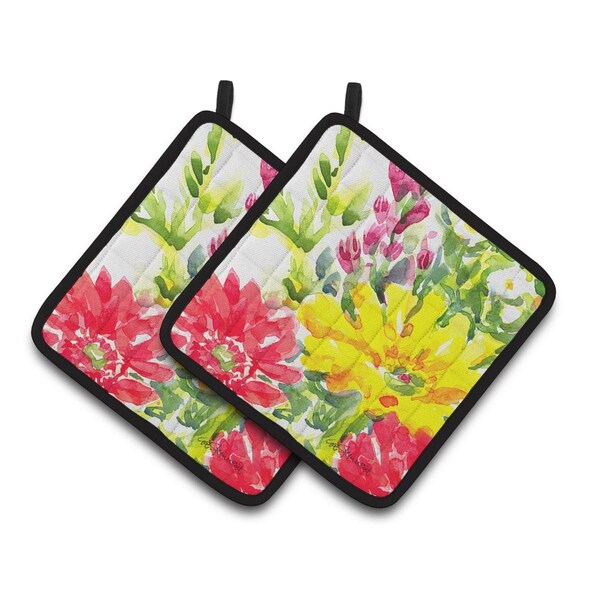 Carolines Treasures Flower Pair of Pot Holders - 6136PTHD