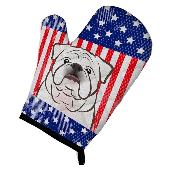Carolines Treasures American Flag and White English Bulldog Oven Mitt - BB2150OVMT