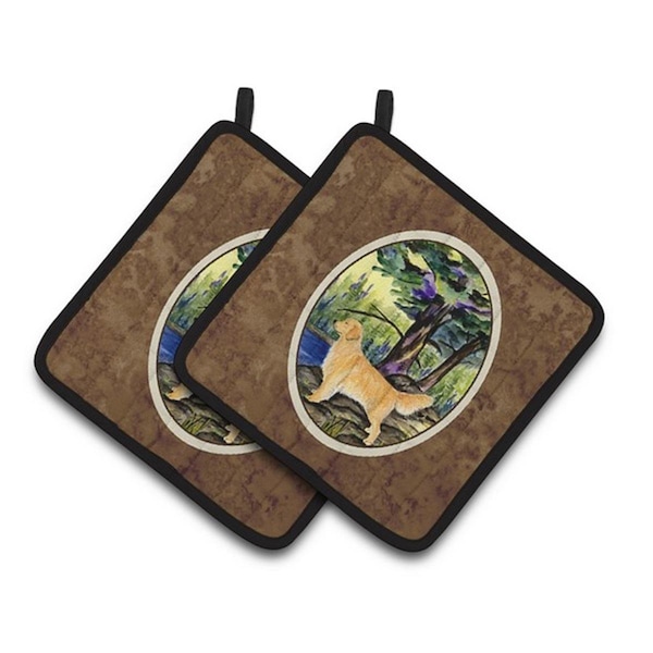 Carolines Treasures Golden Retriever Pair of Pot Holders, 7.5 x 3 x 7.5 in. - SS8426PTHD