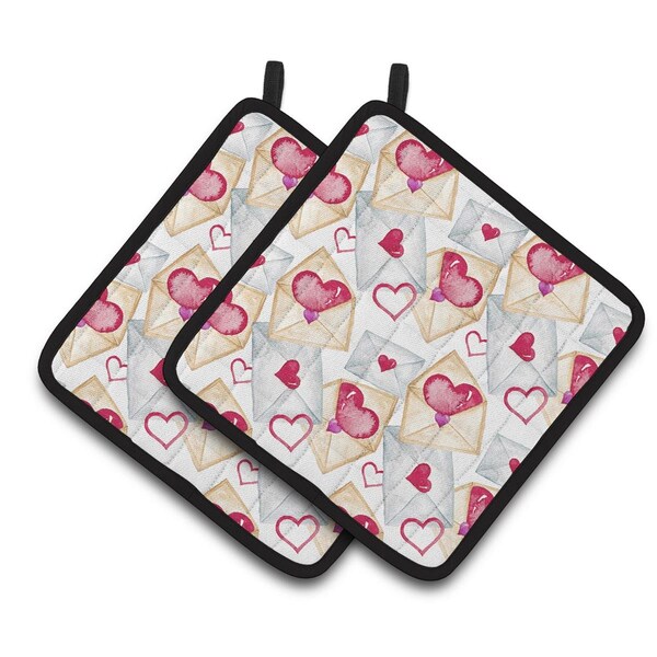Carolines Treasures Watercolor Love Letters Pair of Pot Holders - BB7569PTHD