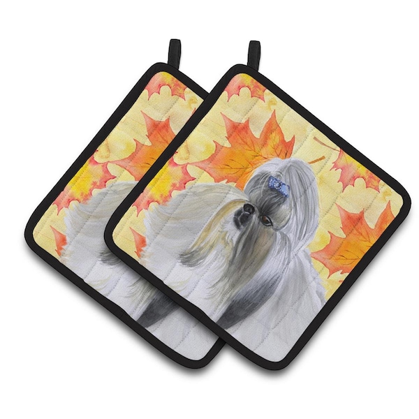 Carolines Treasures Shih Tzu Fall Pair of Pot Holders - BB9927PTHD
