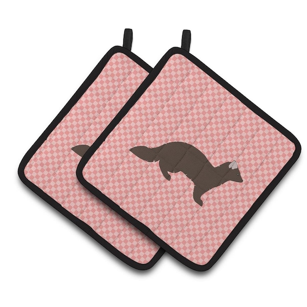 Carolines Treasures Sable Marten Pink Check Pair of Pot Holders - BB7869PTHD