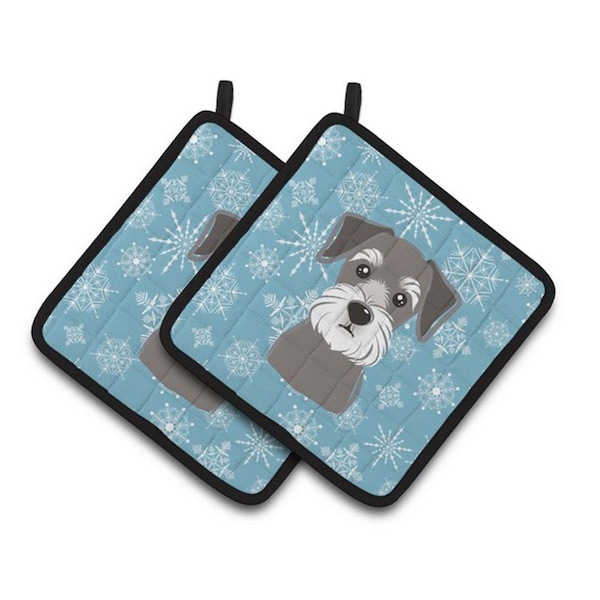 Carolines Treasures Snowflake Schnauzer Pair of Pot Holders, 7.5 x 3 x 7.5 in. - BB1640PTHD