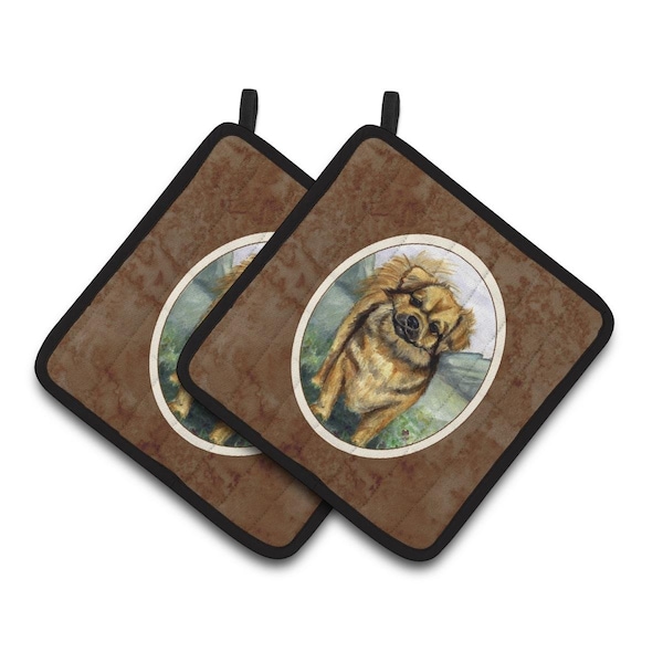 Carolines Treasures Tibetan Spaniel Pair of Pot Holders - 7075PTHD