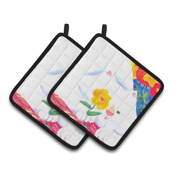 Carolines Treasures Big White Cat Pair of Pot Holders - 6114PTHD