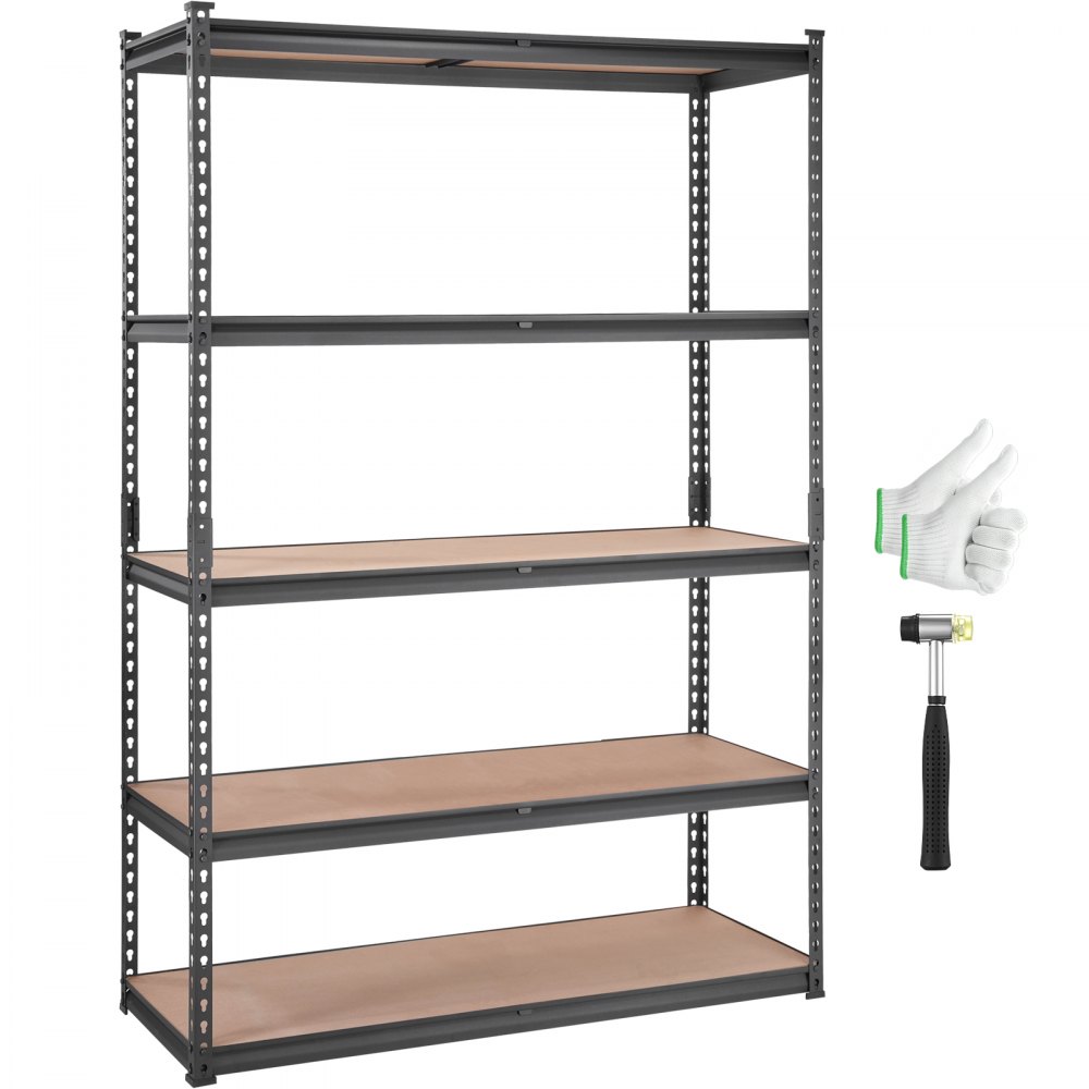 VEVOR Storage Shelving Unit, 5-Tier Adjustable, 2000 lbs Capacity, Heavy Duty Garage Shelves Metal Organizer Utility Rack, Black, 18" D x 48" W x 72" H for Kitchen Pantry Basement Bathroom Laundry - SXHJC18DX48WXVQ5KV0