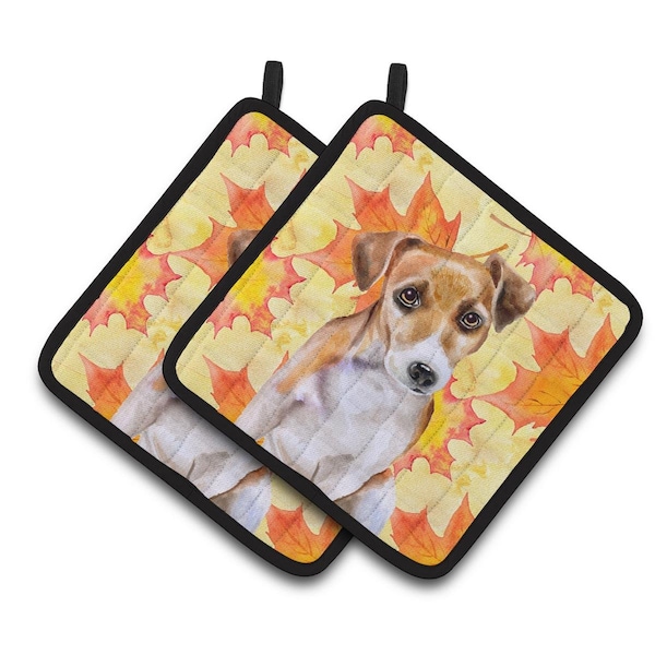 Carolines Treasures Jack Russell Terrier No. 2 Fall Pair of Pot Holders - BB9974PTHD