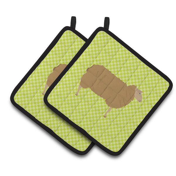 Carolines Treasures East Friesian Sheep Green Pair of Pot Holders - BB7803PTHD