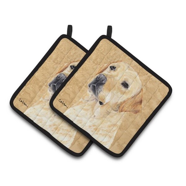 Carolines Treasures Labrador Wipe Your Paws Pair of Pot Holders, 7.5 x 3 x 7.5 in. - SC9133PTHD