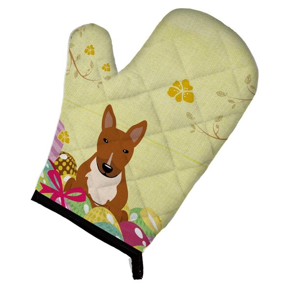 Carolines Treasures Easter Eggs Bull Terrier Red Oven Mitt - BB6134OVMT