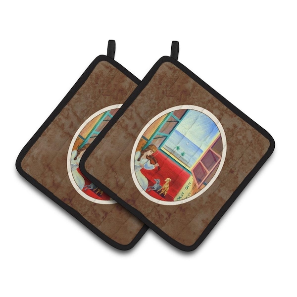Carolines Treasures Italian Greyhounds & Violinist Pair of Pot Holders - 7126PTHD